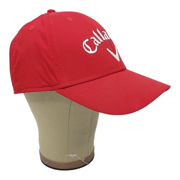 Callaway Metallic Logo Adjustable Strapback Golf Cap Baseball Trucker Hat Red - Picture 3 of 12